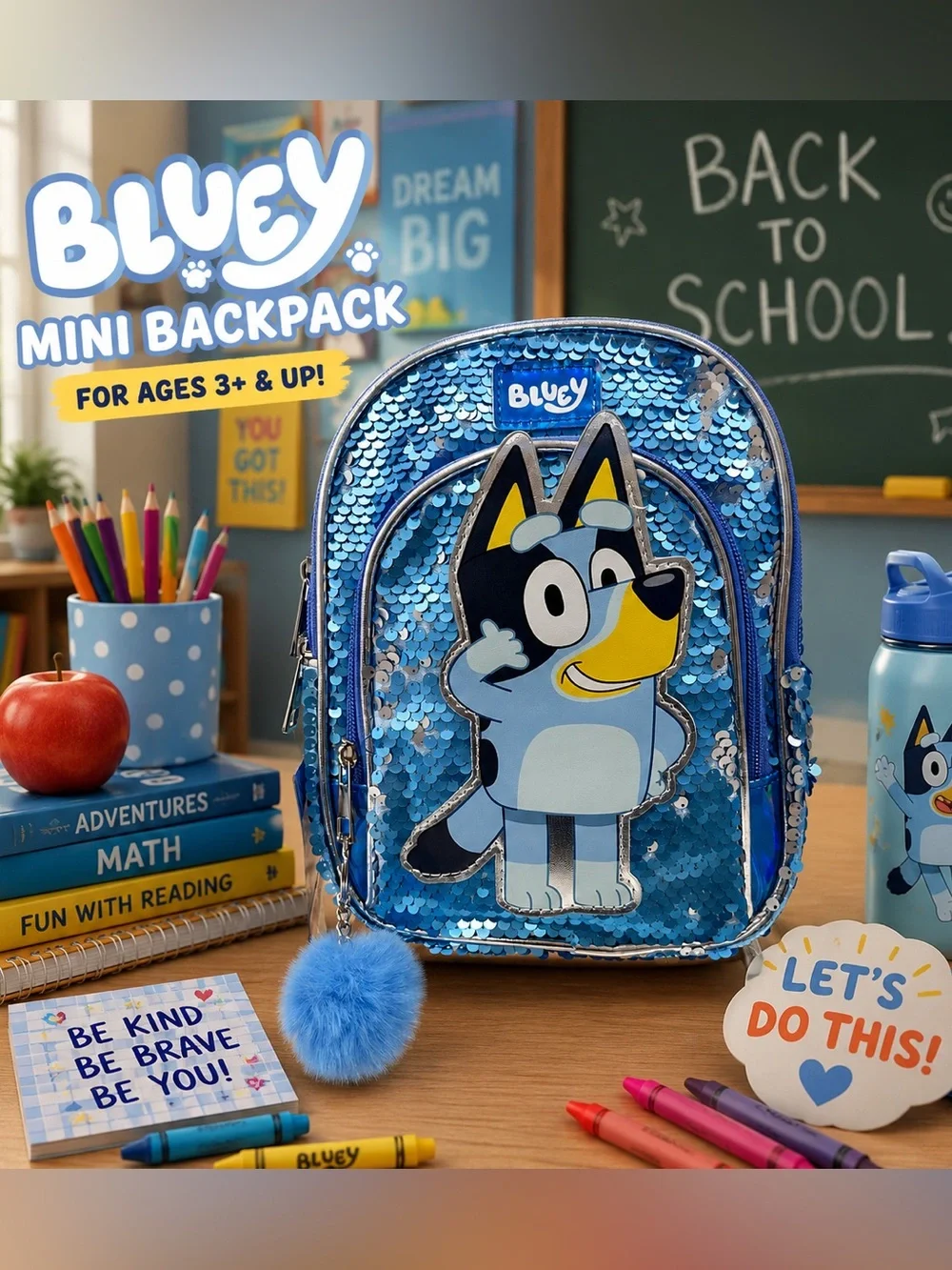 Bluey Sequin Mini Backpack in Shimmering Blue